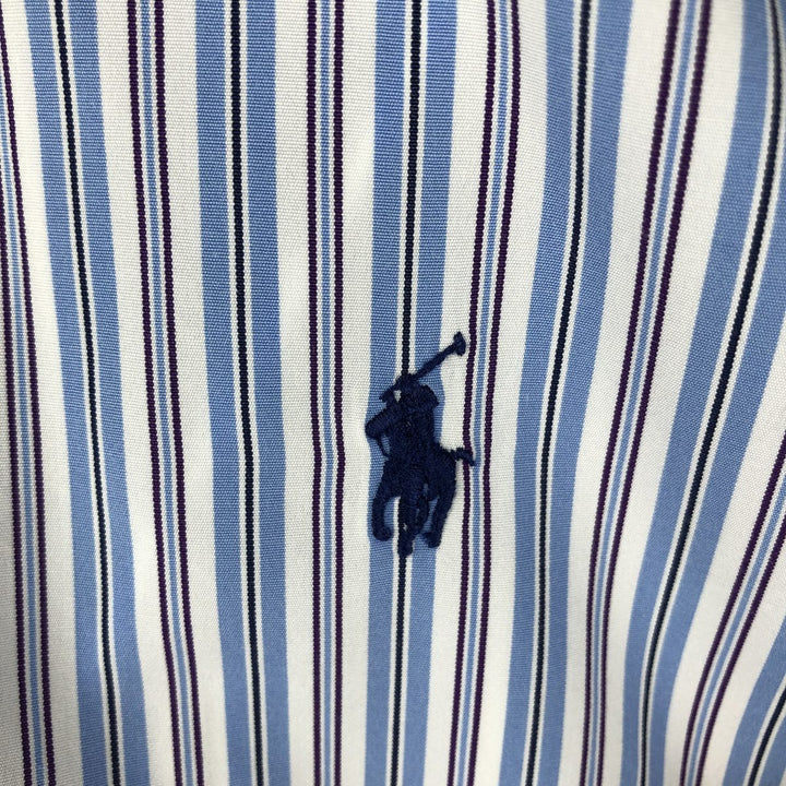 Ralph Lauren CUSTOM FIT long sleeve button down striped shirt men's size L cotton Blue type light blue Vintage Second Hand