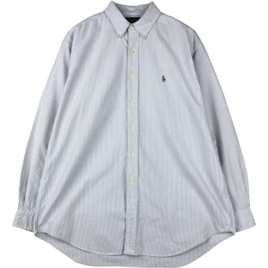 Ralph Lauren BLAKE long sleeve button-down striped shirt, men's size L cotton Blue type light blue Vintage Second Hand