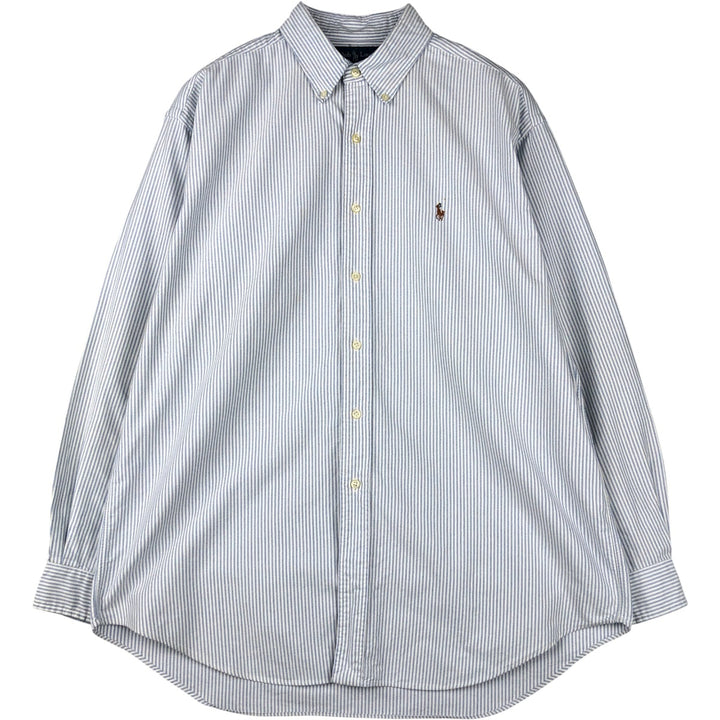 Ralph Lauren BLAKE long sleeve button-down striped shirt, men's size L cotton Blue type light blue Vintage Second Hand