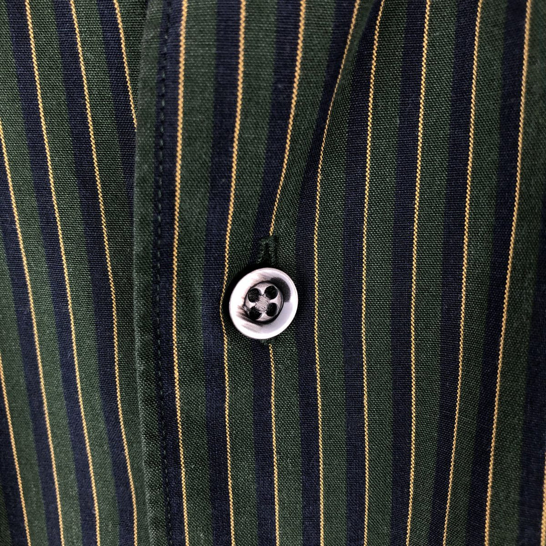 Ralph Lauren POLO by Ralph Lauren MARLOWE long-sleeved cotton striped shirt, men's size XL cotton Green type dark green Vintage Second Hand