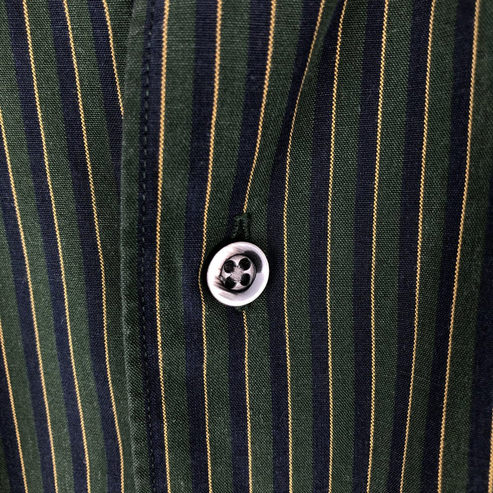 Ralph Lauren POLO by Ralph Lauren MARLOWE long-sleeved cotton striped shirt, men's size XL cotton Green type dark green Vintage Second Hand