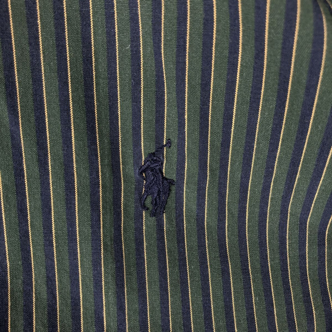 Ralph Lauren POLO by Ralph Lauren MARLOWE long-sleeved cotton striped shirt, men's size XL cotton Green type dark green Vintage Second Hand