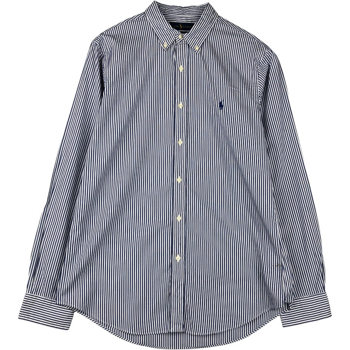 Ralph Lauren Slim Fit Long Sleeve Button-Down Striped Shirt, Men's Size L cotton Navy blue Vintage Second Hand