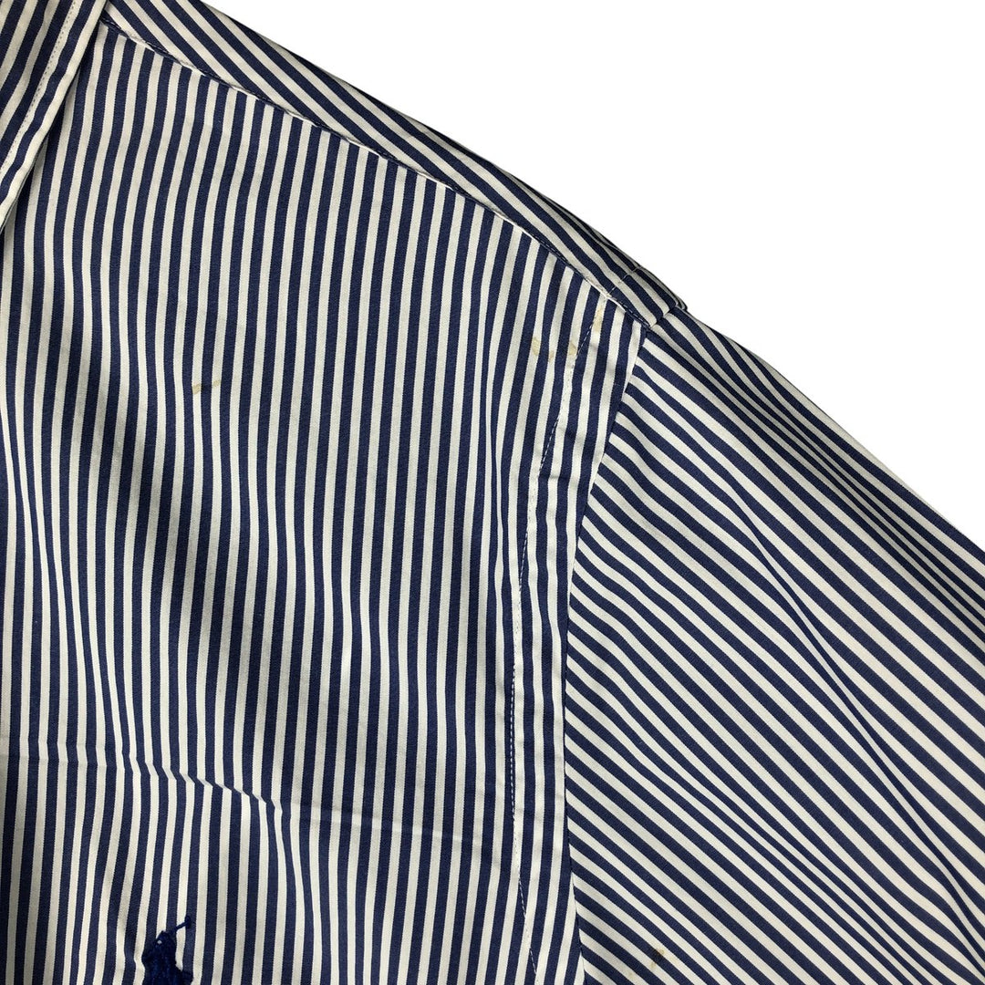 Ralph Lauren Slim Fit Long Sleeve Button-Down Striped Shirt, Men's Size L cotton Navy blue Vintage Second Hand