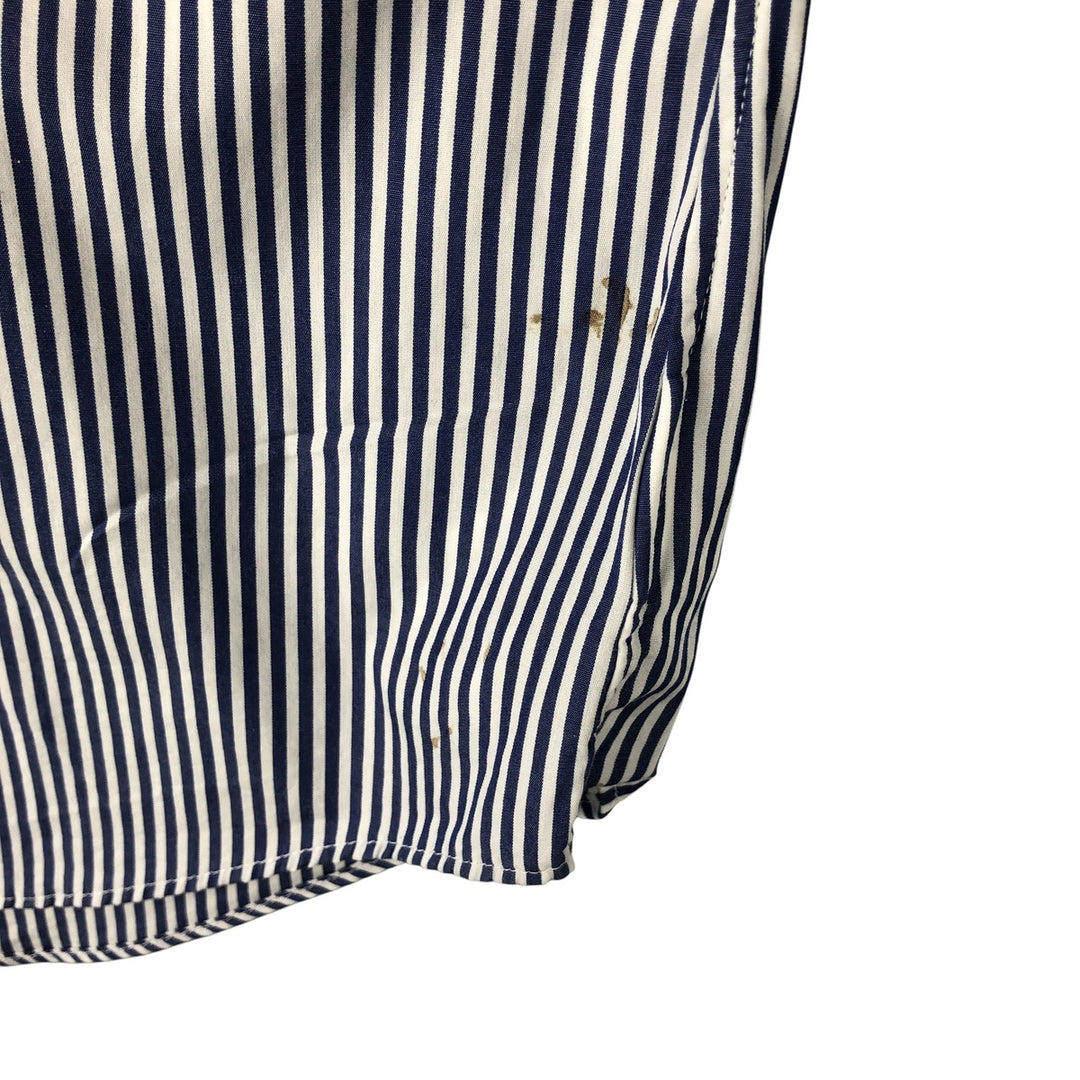 Ralph Lauren Slim Fit Long Sleeve Button-Down Striped Shirt, Men's Size L cotton Navy blue Vintage Second Hand