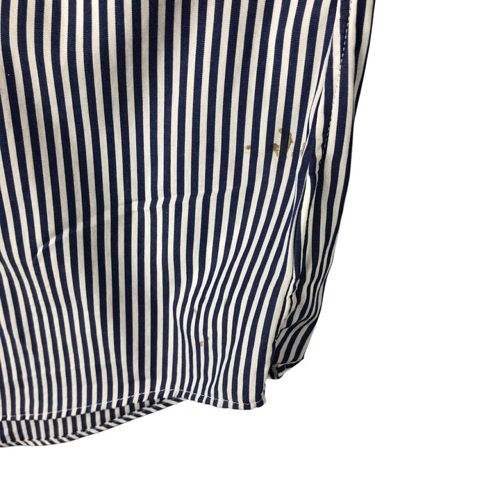 Ralph Lauren Slim Fit Long Sleeve Button-Down Striped Shirt, Men's Size L cotton Navy blue Vintage Second Hand