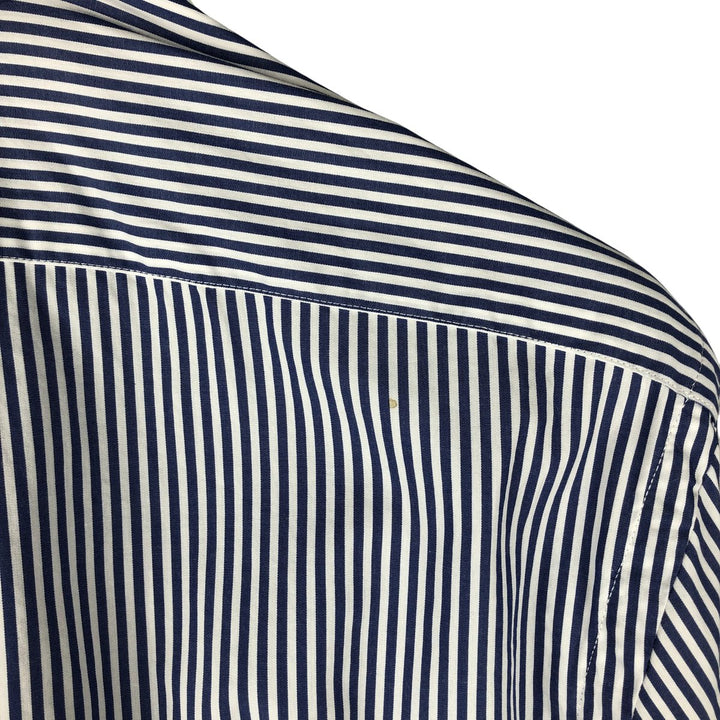 Ralph Lauren Slim Fit Long Sleeve Button-Down Striped Shirt, Men's Size L cotton Navy blue Vintage Second Hand