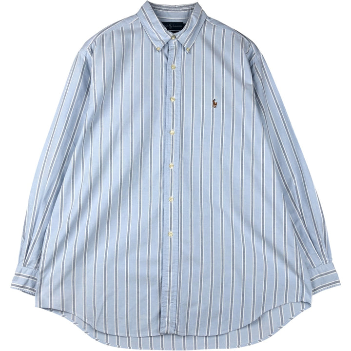 Ralph Lauren YARMOUTH Long Sleeve Button-Down Striped Shirt, Men's XL cotton Blue type light blue Vintage Second Hand