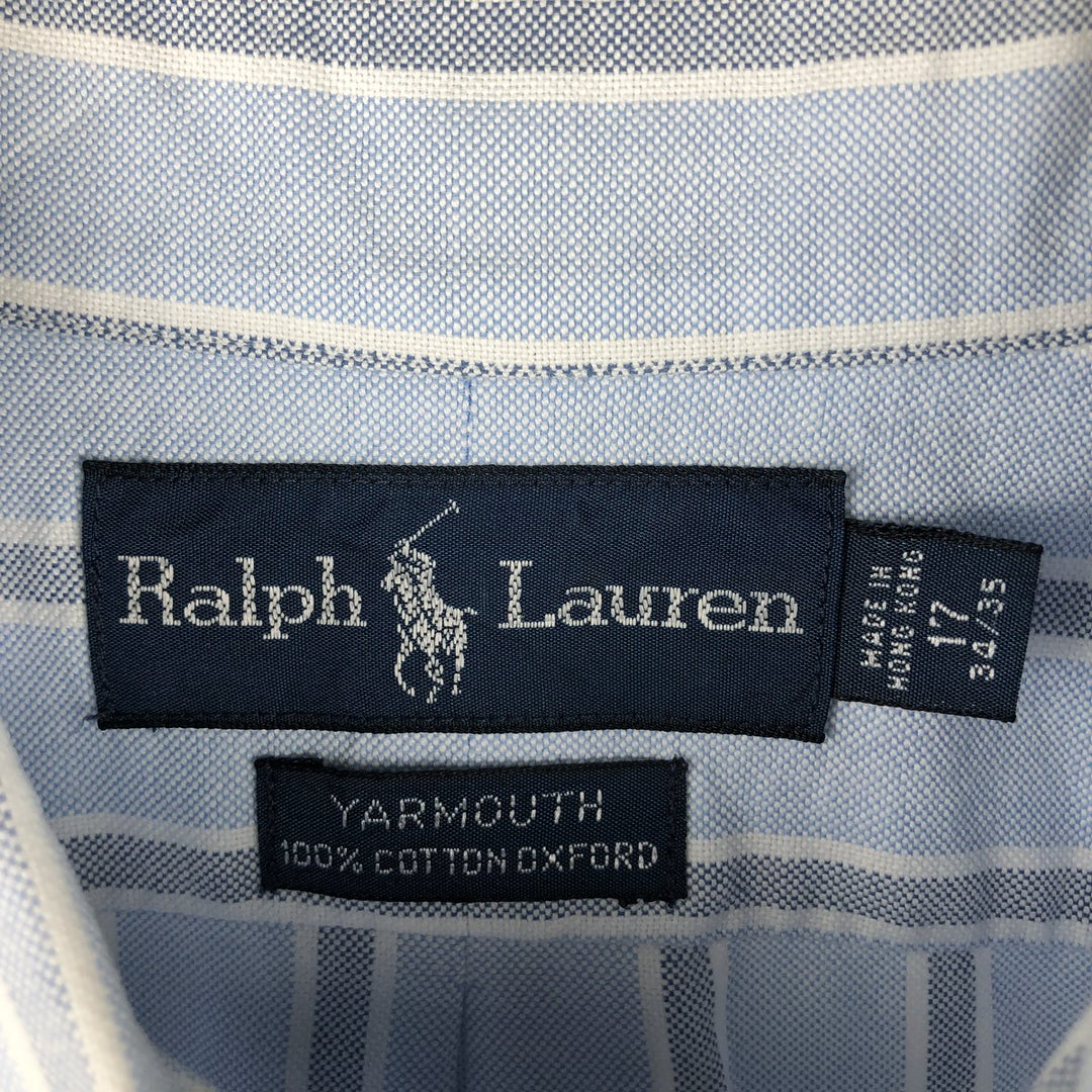 Ralph Lauren YARMOUTH Long Sleeve Button-Down Striped Shirt, Men's XL cotton Blue type light blue Vintage Second Hand