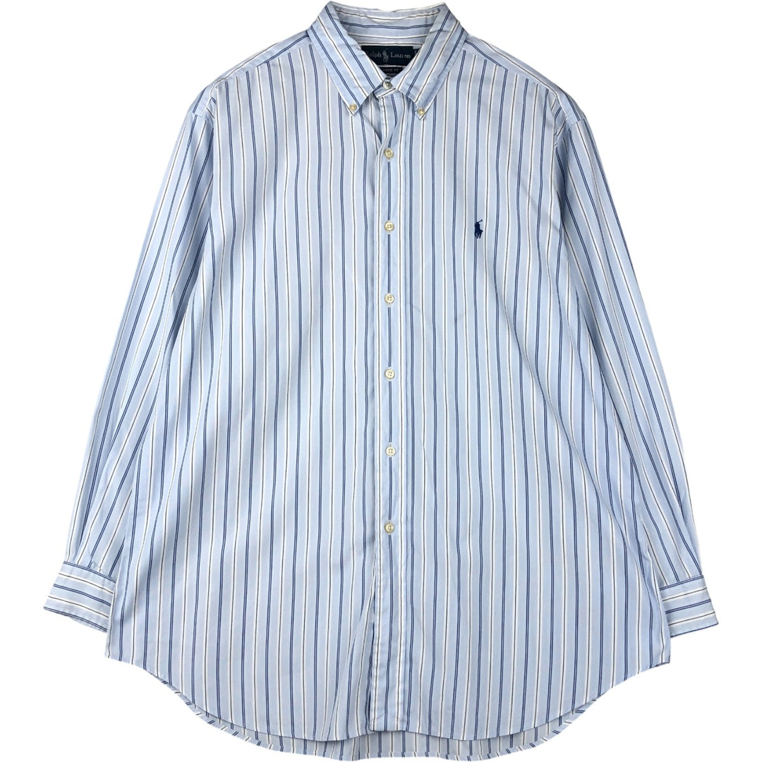 Ralph Lauren Classic Fit Long Sleeve Button Down Striped Shirt Men's XL cotton Blue type light blue Vintage Second Hand