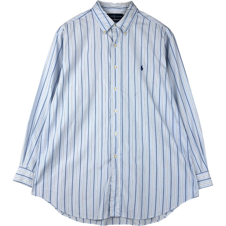 Ralph Lauren Classic Fit Long Sleeve Button Down Striped Shirt Men's XL cotton Blue type light blue Vintage Second Hand