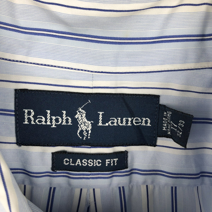 Ralph Lauren Classic Fit Long Sleeve Button Down Striped Shirt Men's XL cotton Blue type light blue Vintage Second Hand