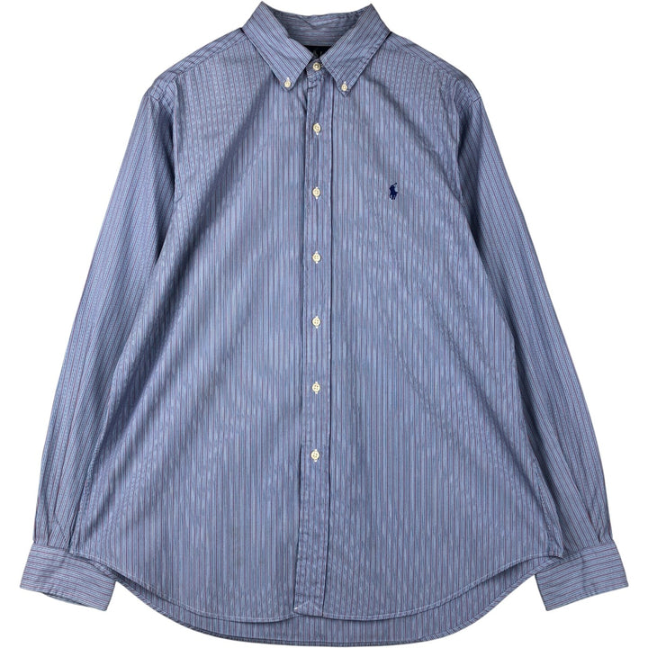 Ralph Lauren Classic Fit Long Sleeve Button Down Striped Shirt, Men's Size L cotton blue type Vintage Second Hand