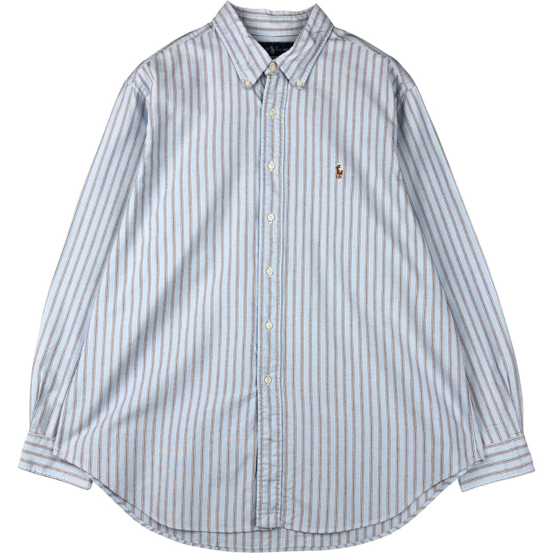 Ralph Lauren Classic Fit Long Sleeve Button Down Striped Shirt Men's XL cotton Blue type light blue Vintage Second Hand
