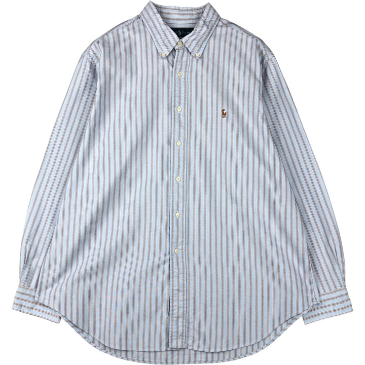 Ralph Lauren Classic Fit Long Sleeve Button Down Striped Shirt Men's XL cotton Blue type light blue Vintage Second Hand