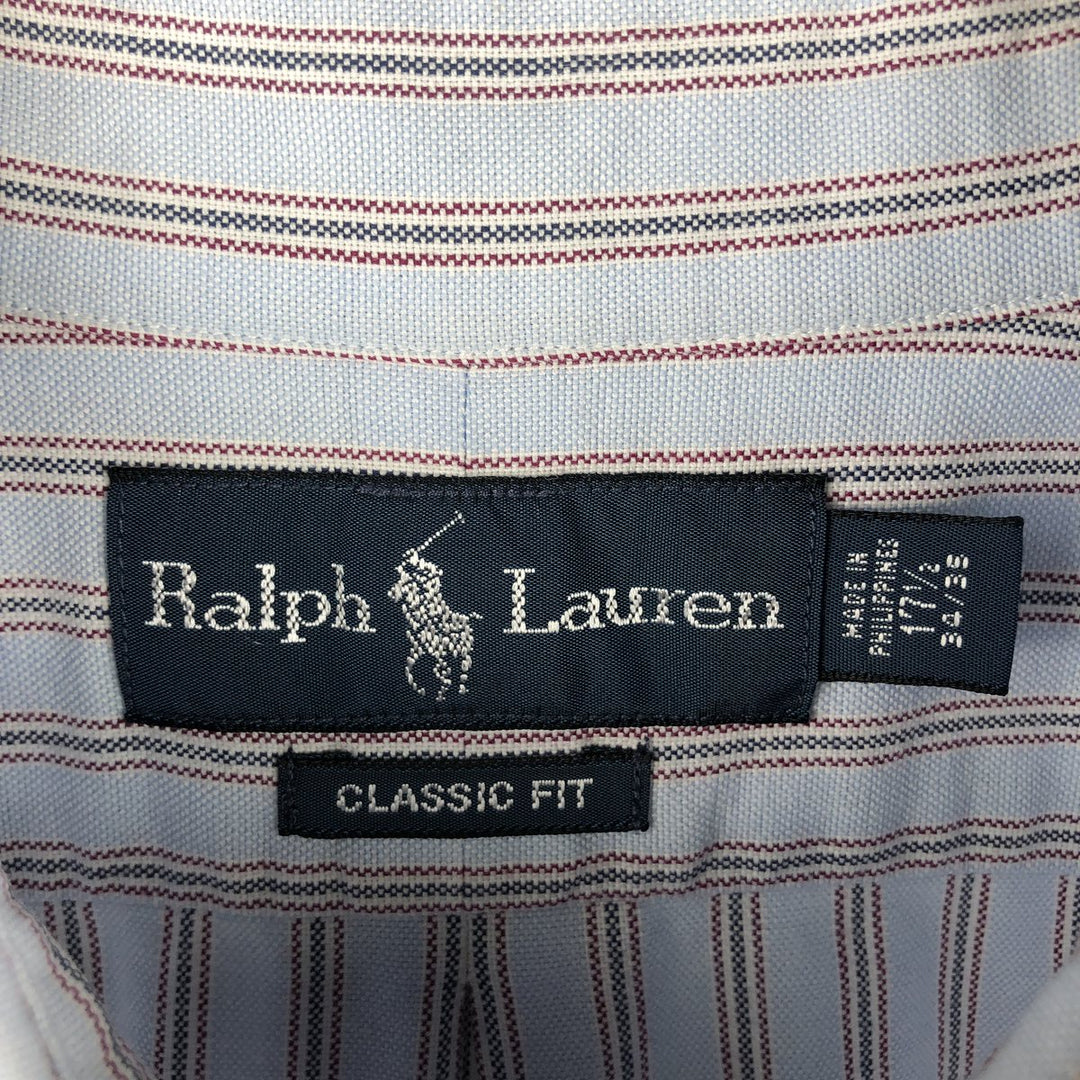 Ralph Lauren Classic Fit Long Sleeve Button Down Striped Shirt Men's XL cotton Blue type light blue Vintage Second Hand