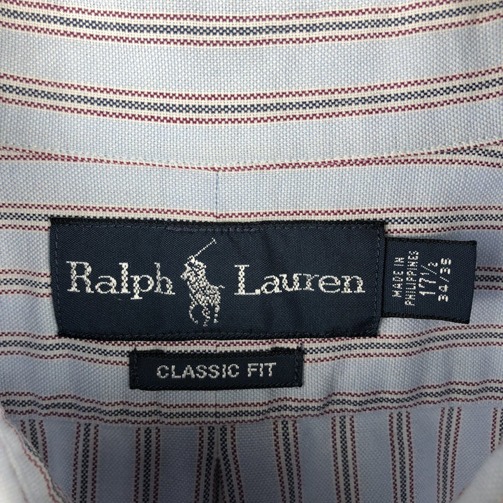 Ralph Lauren Classic Fit Long Sleeve Button Down Striped Shirt Men's XL cotton Blue type light blue Vintage Second Hand