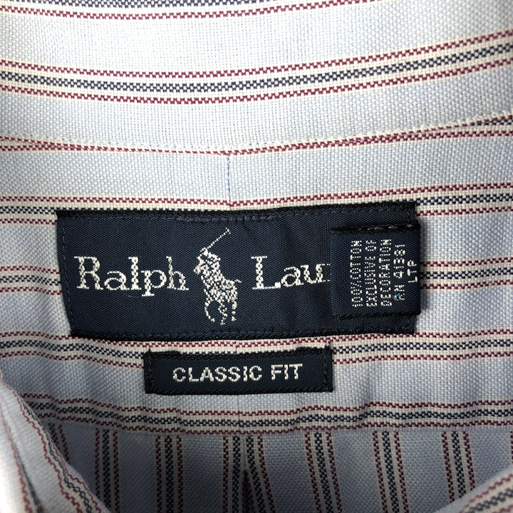 Ralph Lauren Classic Fit Long Sleeve Button Down Striped Shirt Men's XL cotton Blue type light blue Vintage Second Hand