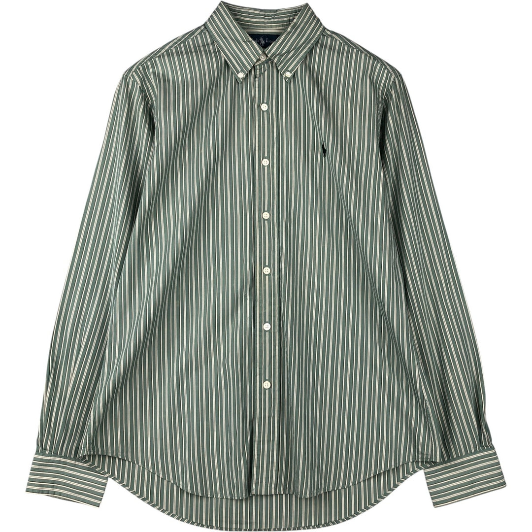 Ralph Lauren CUSTOM FIT long sleeve button down striped shirt men's size M cotton Mint green Vintage Second Hand