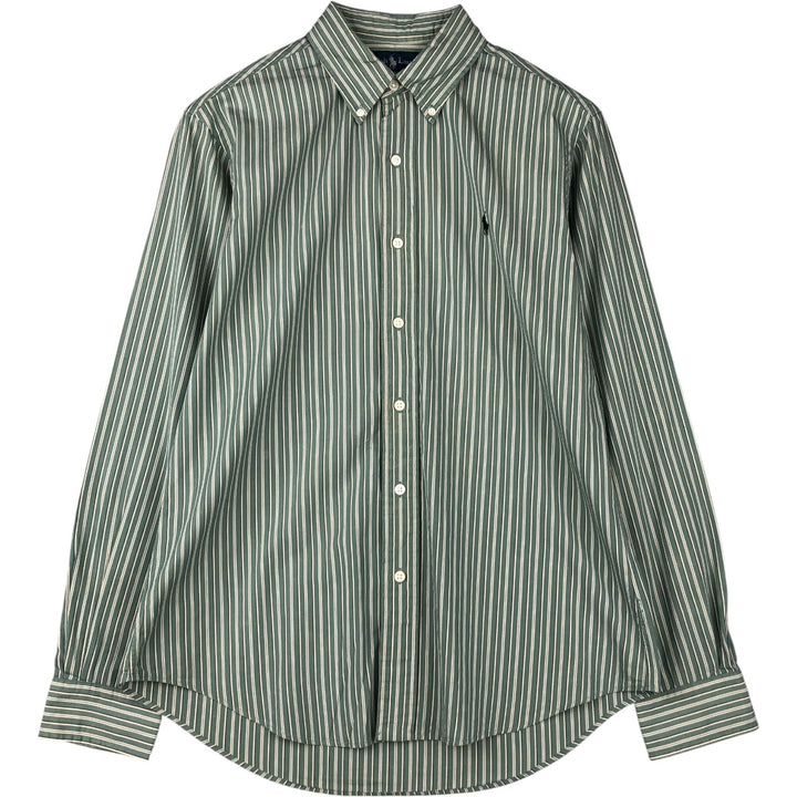 Ralph Lauren CUSTOM FIT long sleeve button down striped shirt men's size M cotton Mint green Vintage Second Hand