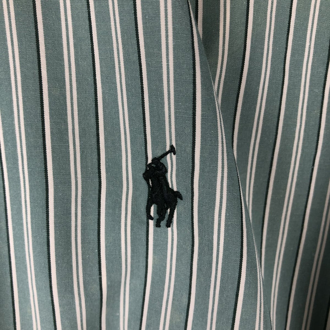 Ralph Lauren CUSTOM FIT long sleeve button down striped shirt men's size M cotton Mint green Vintage Second Hand