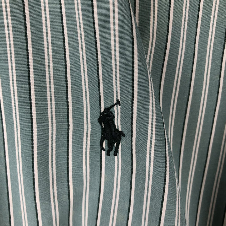 Ralph Lauren CUSTOM FIT long sleeve button down striped shirt men's size M cotton Mint green Vintage Second Hand