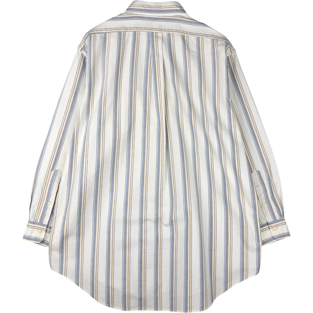 Ralph Lauren YARMOUTH Long Sleeve Button-Down Striped Shirt, Men's Size L cotton pale white type Vintage Second Hand