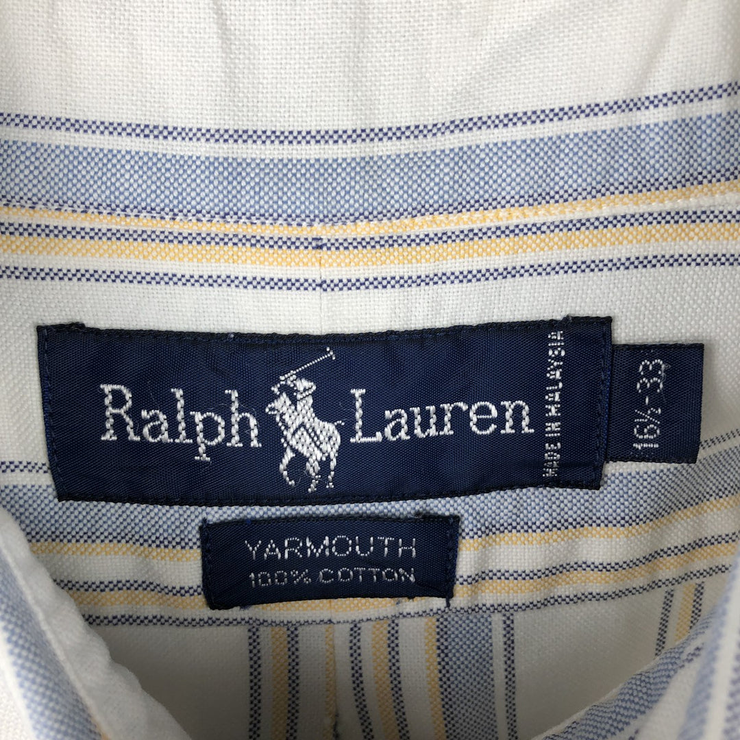 Ralph Lauren YARMOUTH Long Sleeve Button-Down Striped Shirt, Men's Size L cotton pale white type Vintage Second Hand