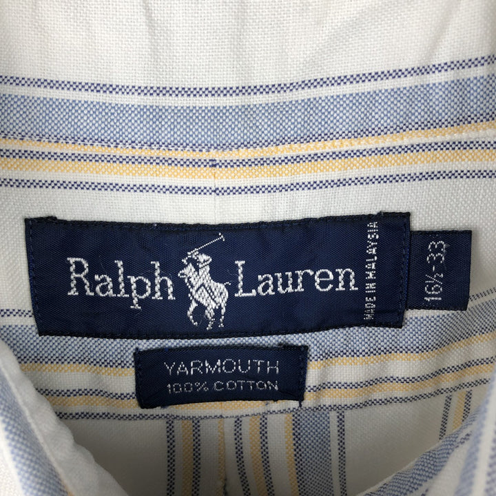 Ralph Lauren YARMOUTH Long Sleeve Button-Down Striped Shirt, Men's Size L cotton pale white type Vintage Second Hand