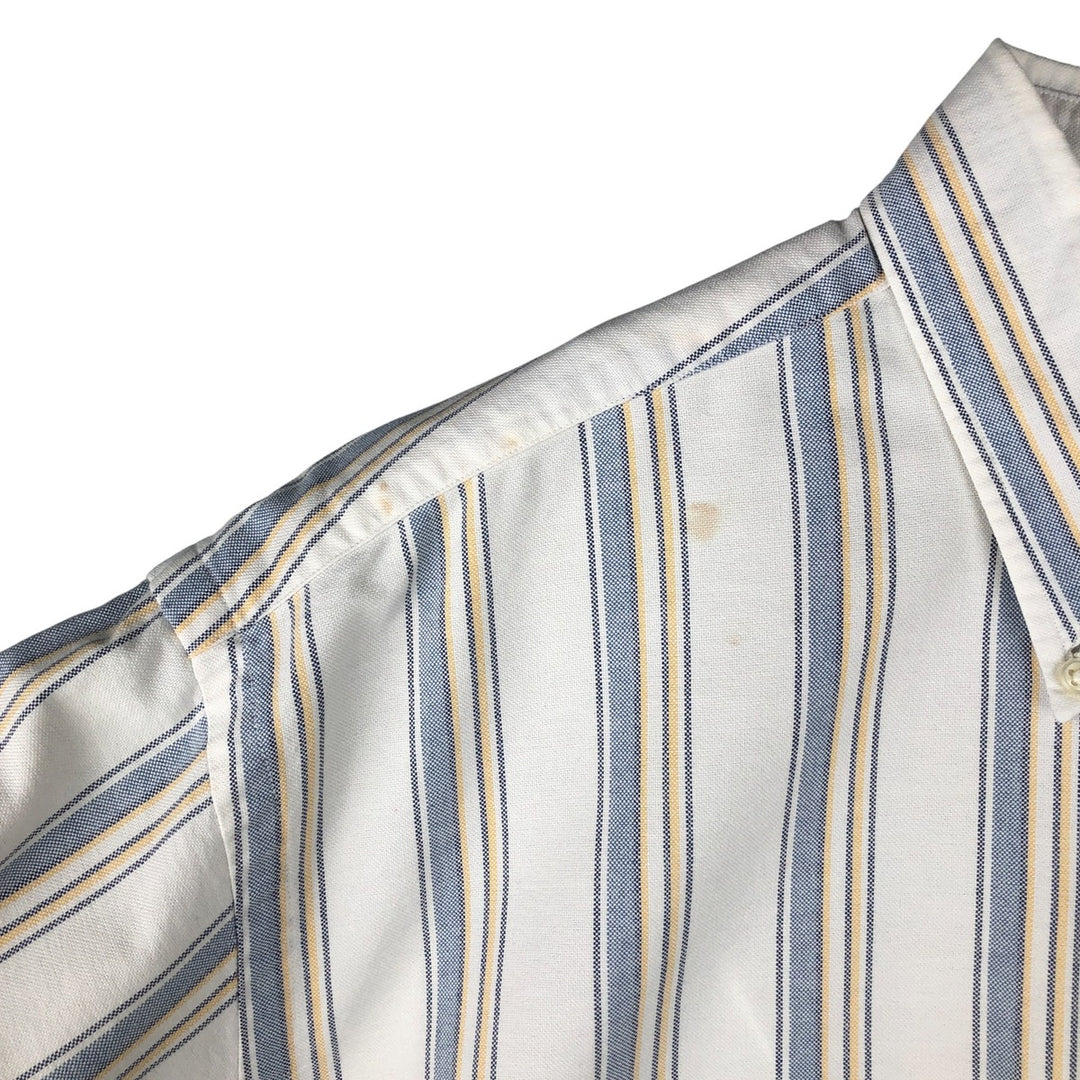 Ralph Lauren YARMOUTH Long Sleeve Button-Down Striped Shirt, Men's Size L cotton pale white type Vintage Second Hand
