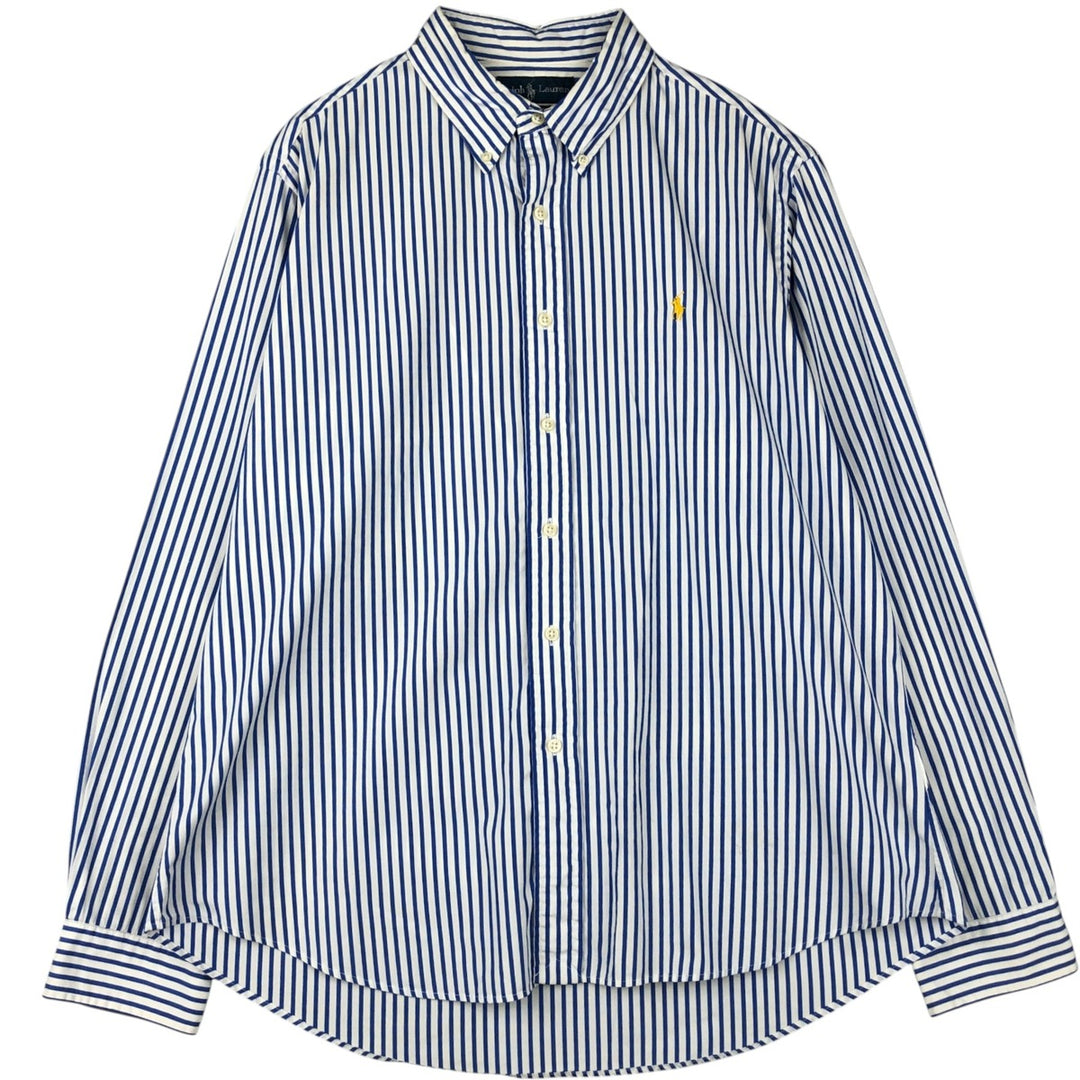 Ralph Lauren CUSTOM FIT long sleeve button down striped shirt men's XL size cotton white type Vintage Second Hand