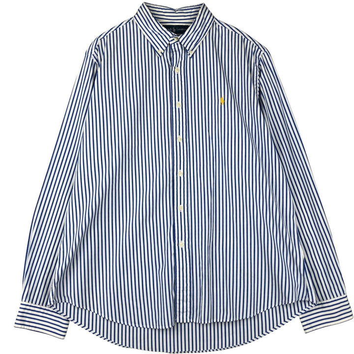Ralph Lauren CUSTOM FIT long sleeve button down striped shirt men's XL size cotton white type Vintage Second Hand