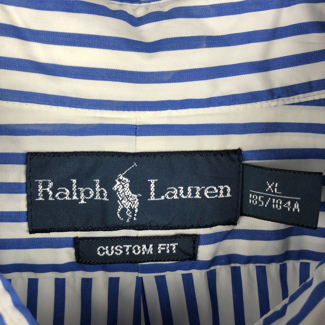Ralph Lauren CUSTOM FIT long sleeve button down striped shirt men's XL size cotton white type Vintage Second Hand