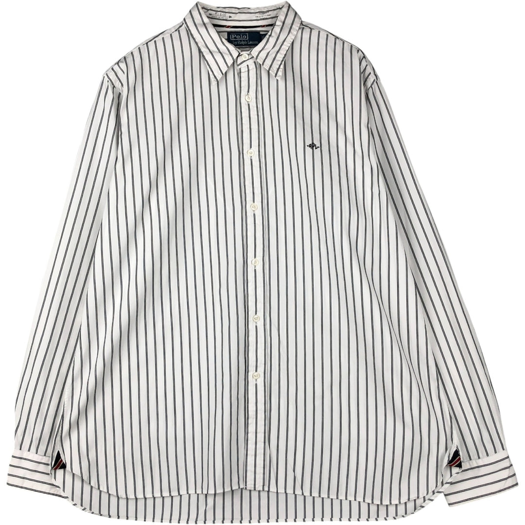 Ralph Lauren POLO by Ralph Lauren Long Sleeve Cotton Striped Shirt Men's XL cotton white type Vintage Second Hand