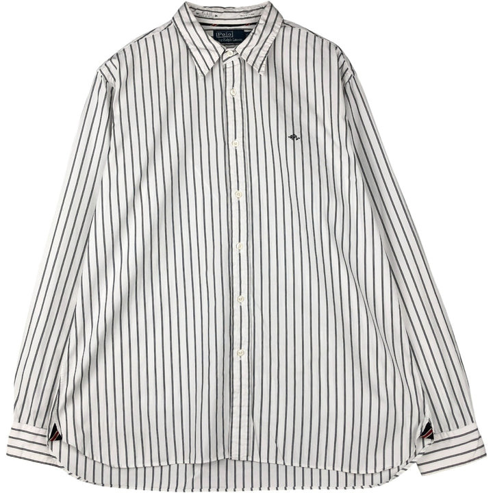 Ralph Lauren POLO by Ralph Lauren Long Sleeve Cotton Striped Shirt Men's XL cotton white type Vintage Second Hand