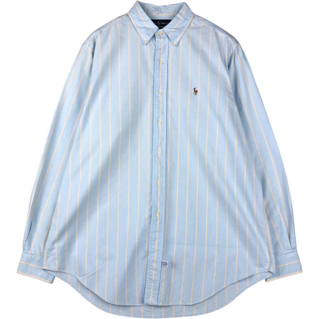 Ralph Lauren YARMOUTH Long Sleeve Button-Down Striped Shirt, Men's Size L cotton Blue type light blue Vintage Second Hand
