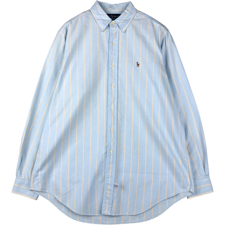 Ralph Lauren YARMOUTH Long Sleeve Button-Down Striped Shirt, Men's Size L cotton Blue type light blue Vintage Second Hand