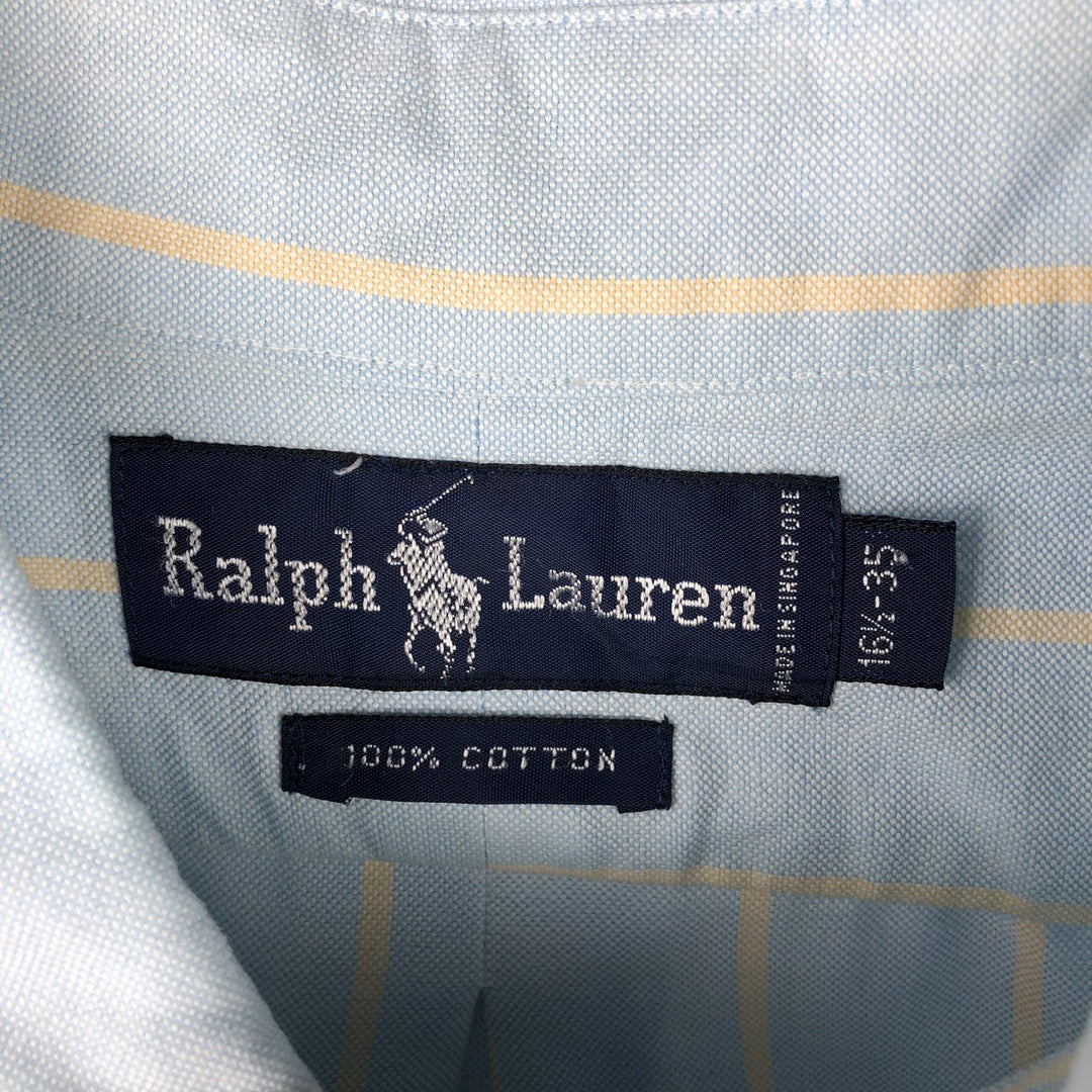 Ralph Lauren YARMOUTH Long Sleeve Button-Down Striped Shirt, Men's Size L cotton Blue type light blue Vintage Second Hand