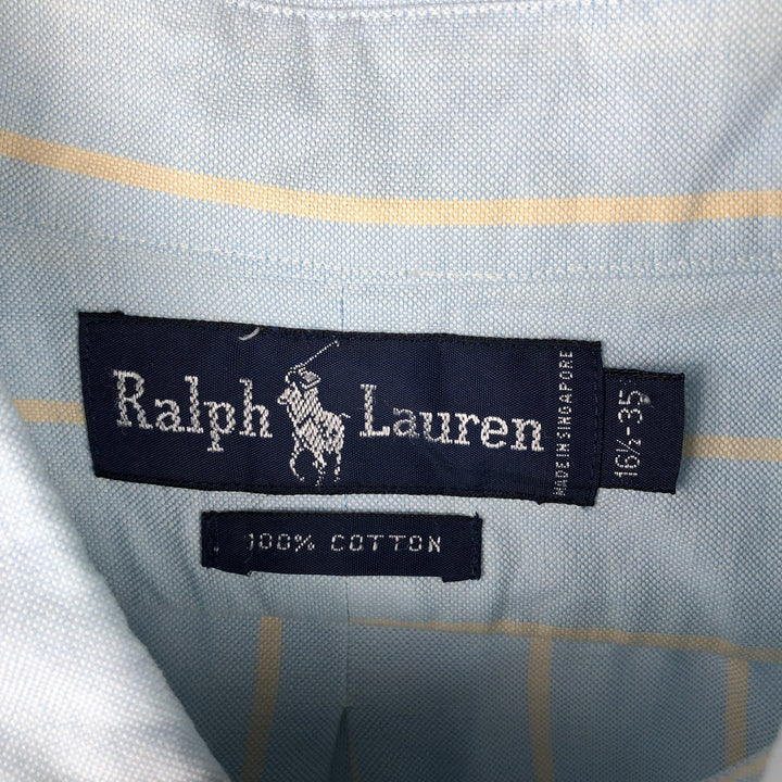 Ralph Lauren YARMOUTH Long Sleeve Button-Down Striped Shirt, Men's Size L cotton Blue type light blue Vintage Second Hand