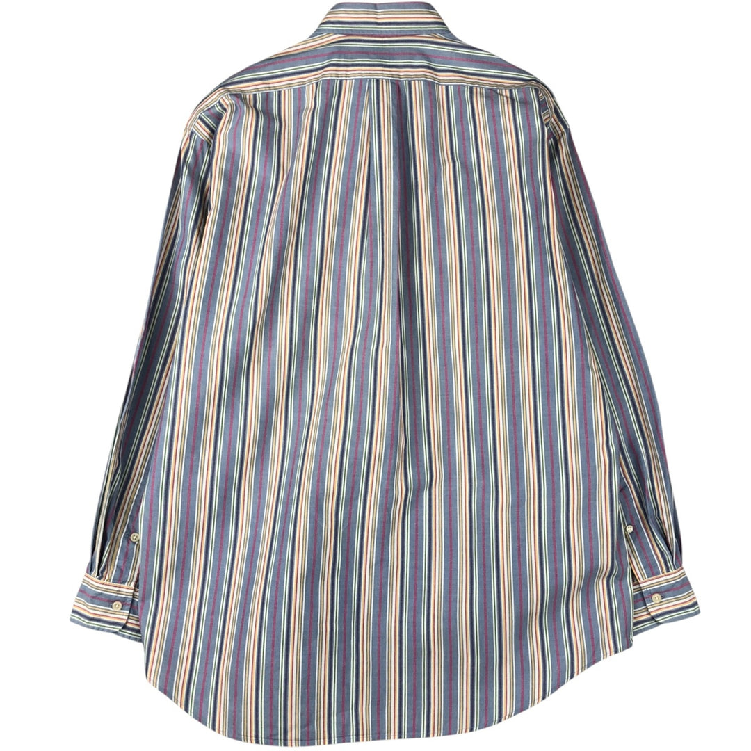 Ralph Lauren long sleeve button down striped shirt, men's size M cotton Blue type light blue Vintage Second Hand
