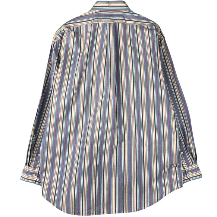 Ralph Lauren long sleeve button down striped shirt, men's size M cotton Blue type light blue Vintage Second Hand