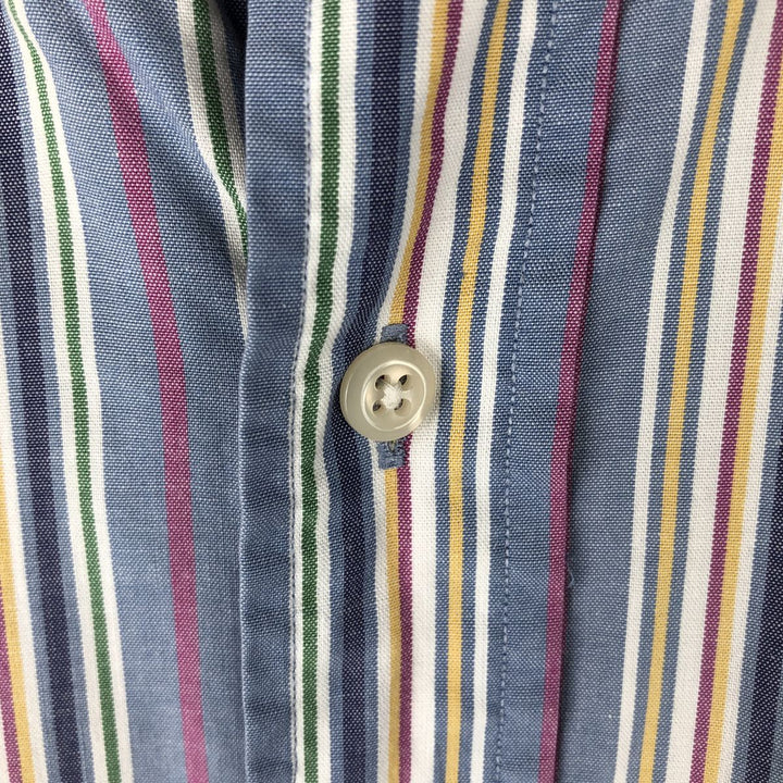 Ralph Lauren long sleeve button down striped shirt, men's size M cotton Blue type light blue Vintage Second Hand