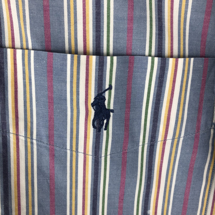 Ralph Lauren long sleeve button down striped shirt, men's size M cotton Blue type light blue Vintage Second Hand