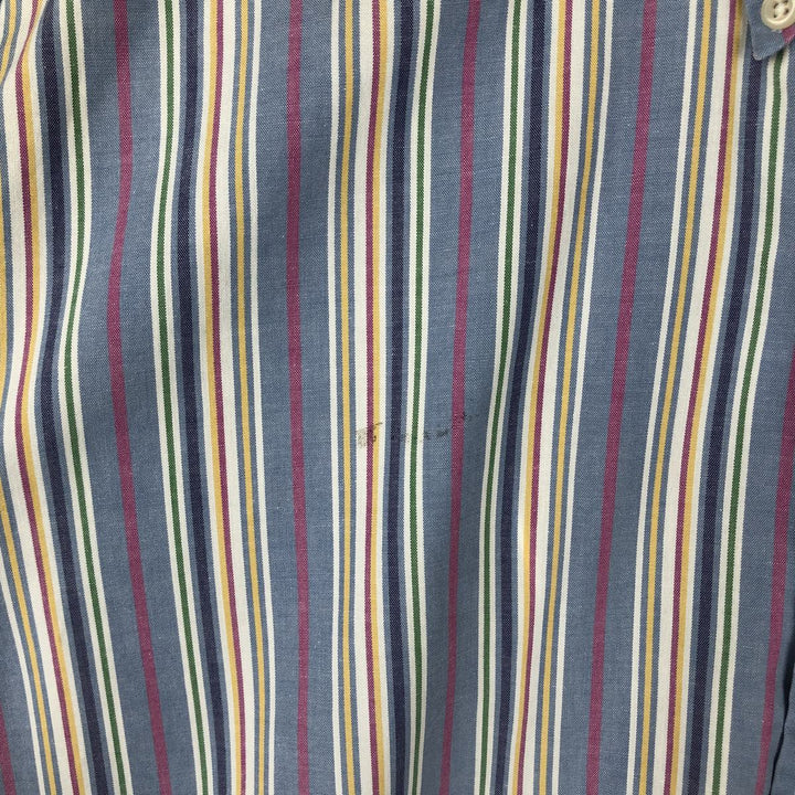 Ralph Lauren long sleeve button down striped shirt, men's size M cotton Blue type light blue Vintage Second Hand