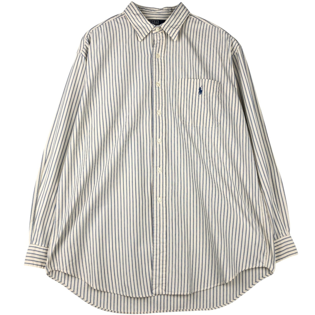 Ralph Lauren POLO by Ralph Lauren LOWELL SPORT long-sleeved cotton striped shirt, men's size L cotton Beige type Vintage Second Hand