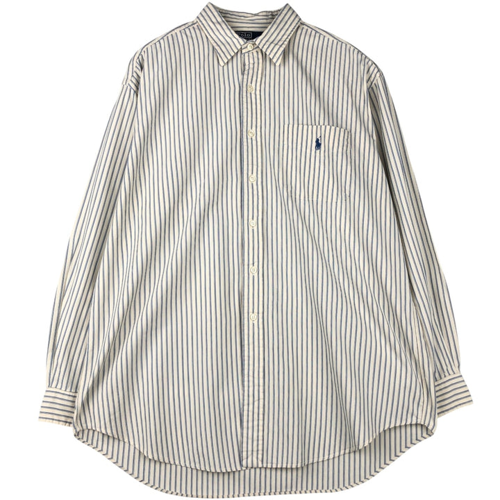 Ralph Lauren POLO by Ralph Lauren LOWELL SPORT long-sleeved cotton striped shirt, men's size L cotton Beige type Vintage Second Hand