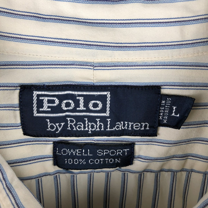Ralph Lauren POLO by Ralph Lauren LOWELL SPORT long-sleeved cotton striped shirt, men's size L cotton Beige type Vintage Second Hand