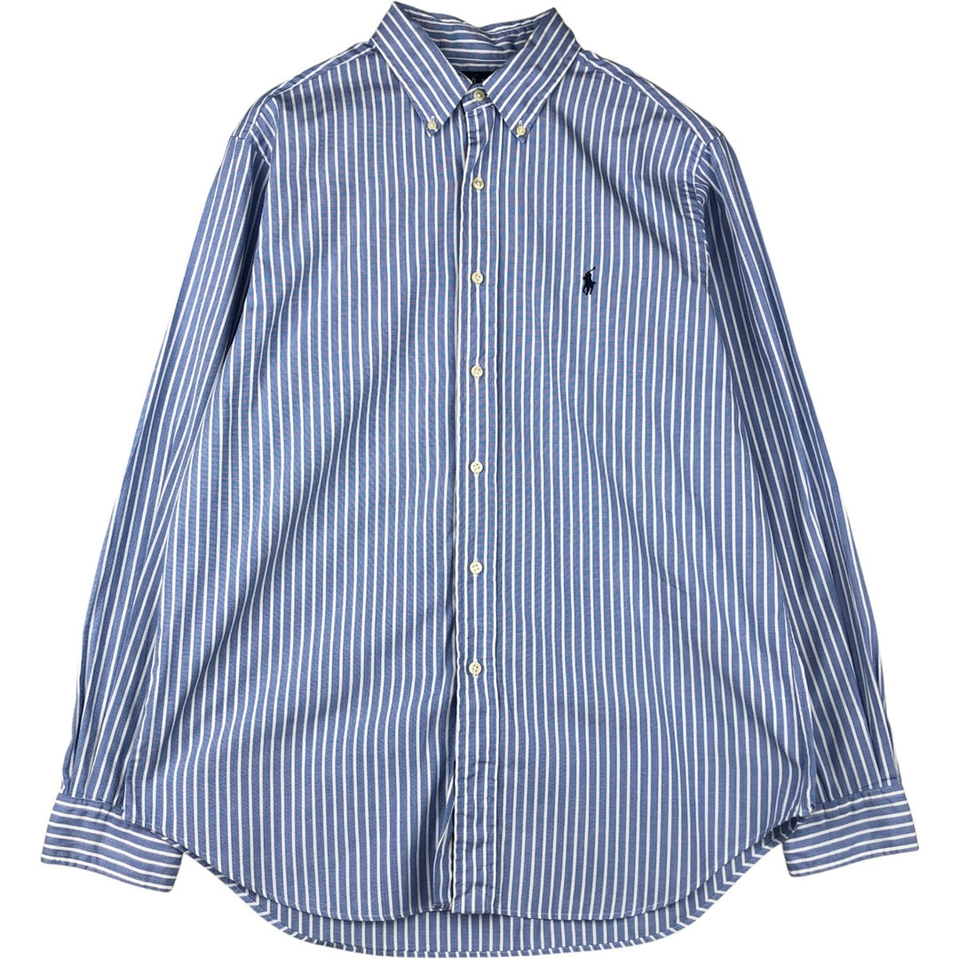 Ralph Lauren Classic Fit Long Sleeve Button Down Striped Shirt, Men's Size L cotton blue type Vintage Second Hand
