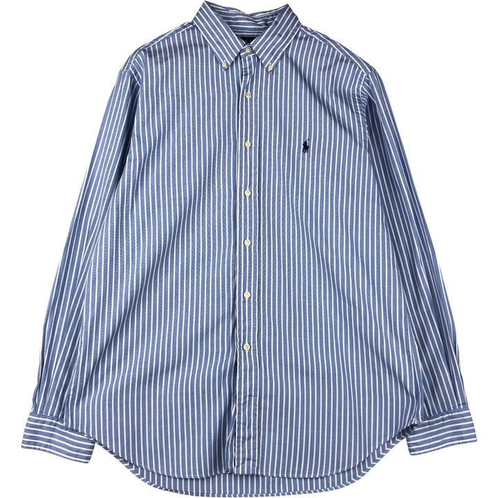 Ralph Lauren Classic Fit Long Sleeve Button Down Striped Shirt, Men's Size L cotton blue type Vintage Second Hand
