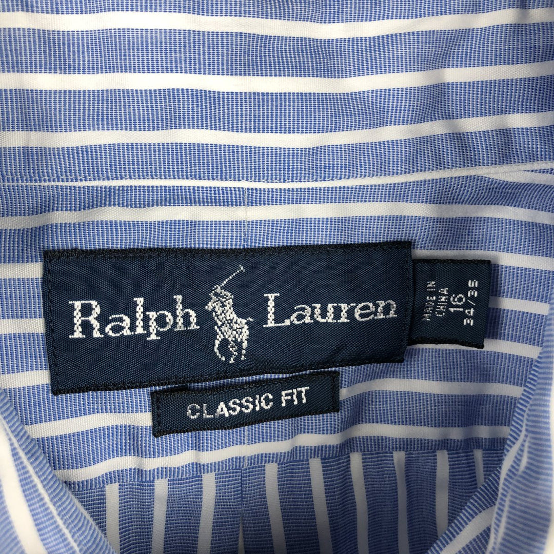 Ralph Lauren Classic Fit Long Sleeve Button Down Striped Shirt, Men's Size L cotton blue type Vintage Second Hand